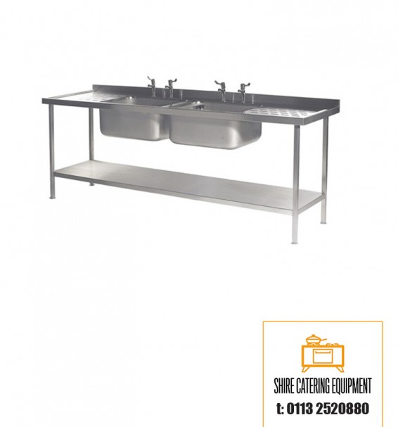 Stainless steel double bowl sink units available at Shire Catering Equipment