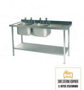 Stainless steel double bowl sink units available at Shire Catering Equipment