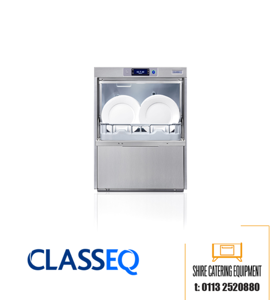 Classeq C500 WS dishwasher with drain pump & integral water softener available at Shire Catering Equipment